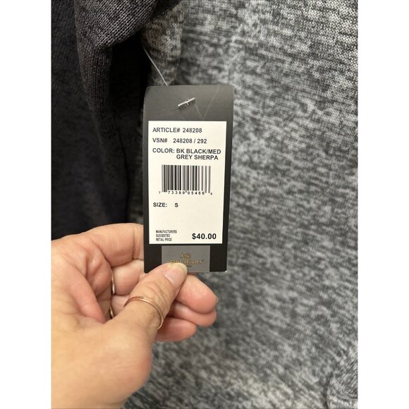 Old River Grey Fleece 1/4 Zip Mock Collar Pullover Sweatshirt S/P - Picture 6 of 7